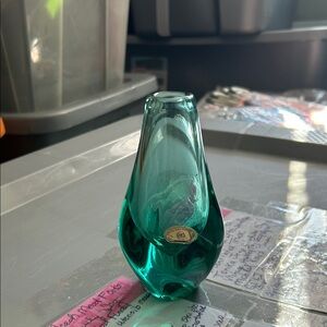 Artisan Teal Glass Vase